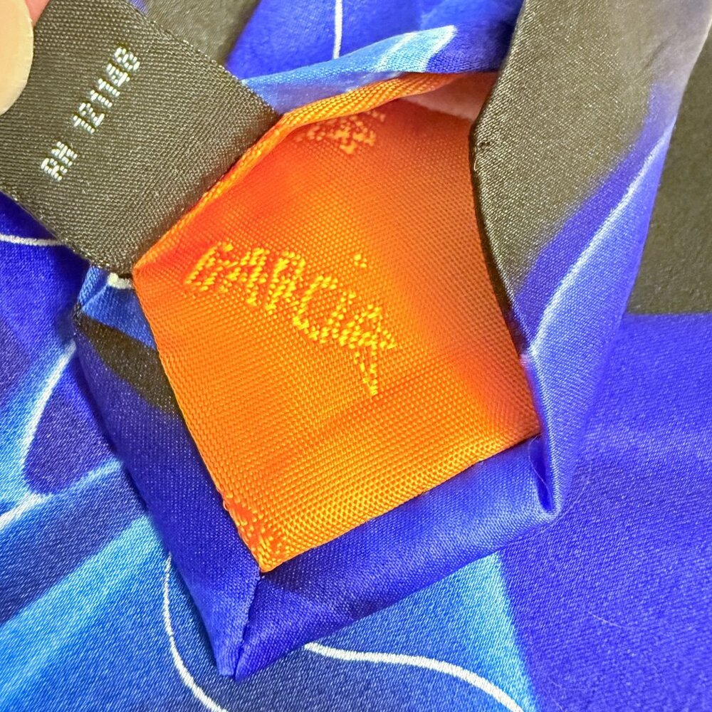 Jerry Garcia Another Butterfly Collection 61 Blue Silk Neck Tie Abstract Pattern - Picture 9 of 10